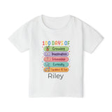 Personalised 100 Days of School toddler tee - royal blue colour with custom name front view