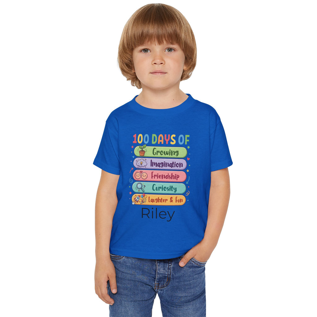 Personalised 100 Days of School toddler tee size chart 2T-6T