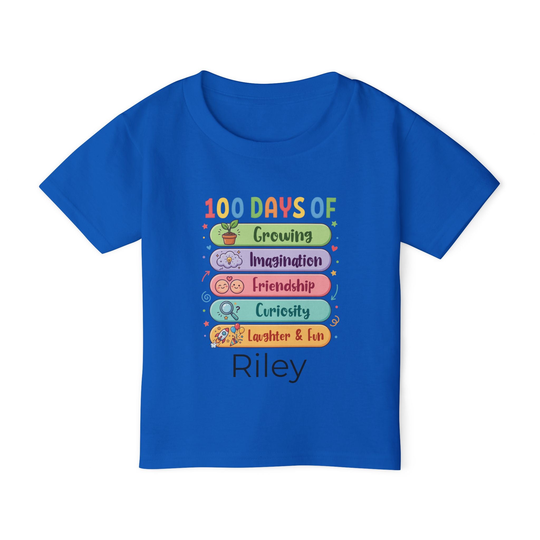100 Days of School milestone toddler tee - white colour with custom name