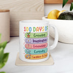 100 Days of School custom name mug in cosy setting - lifestyle photo
