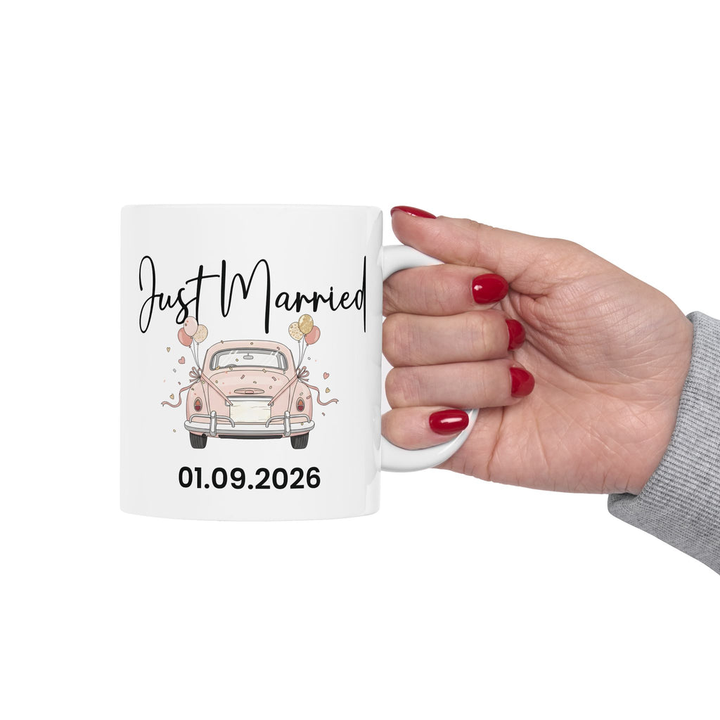 Personalised Just Married Mug – Custom Date Wedding Coffee Mug