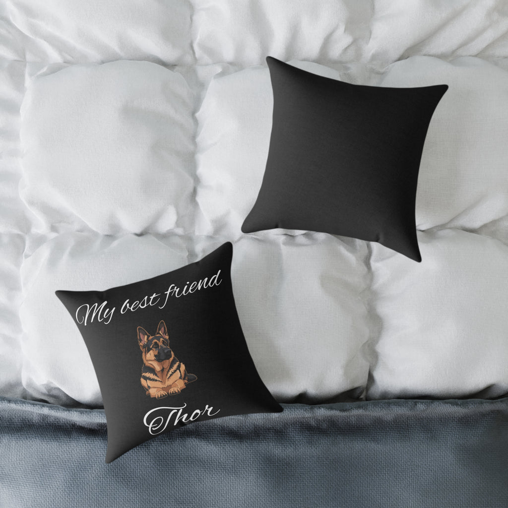 Personalized German Shepherd Pillow – Black Custom Name Dog Cushion