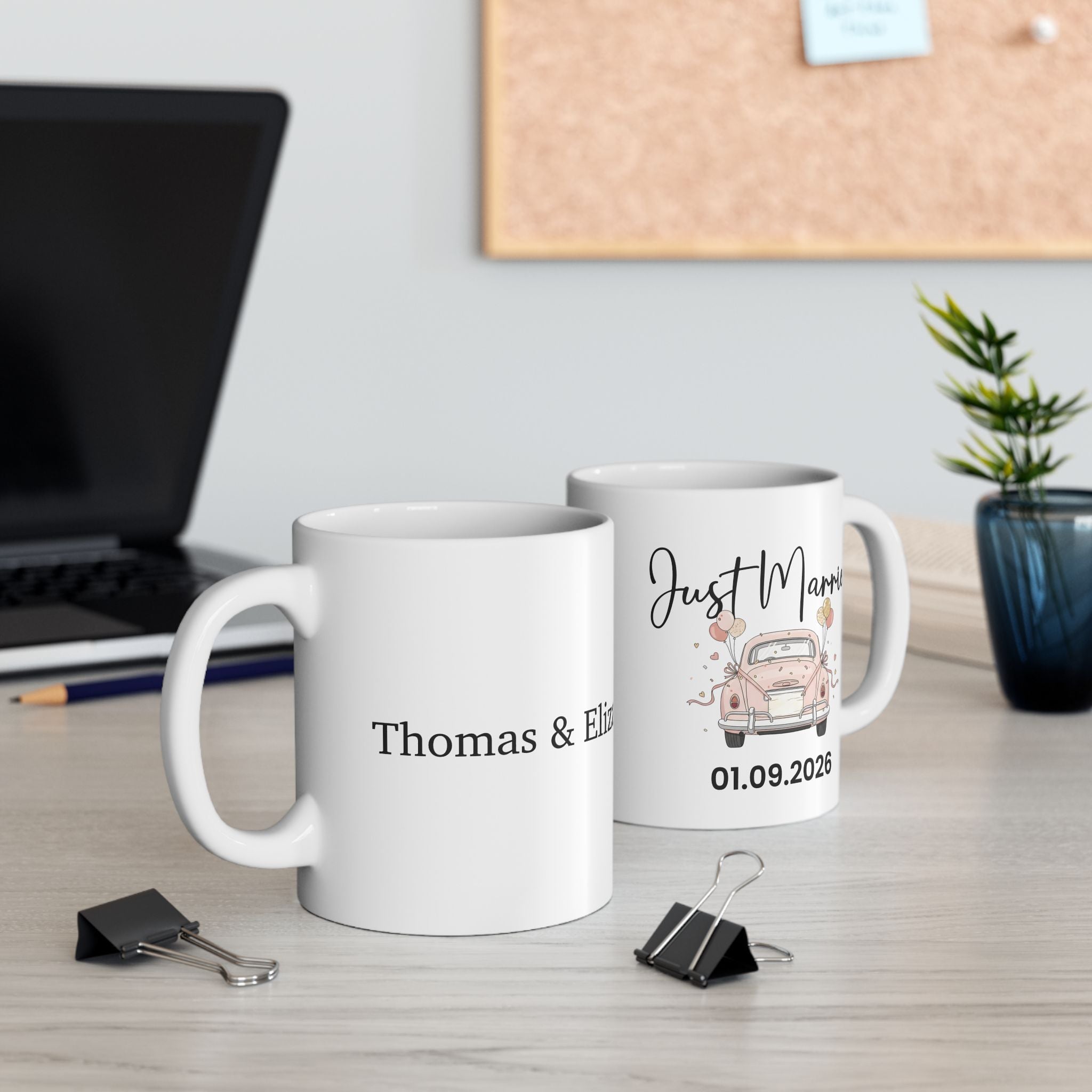 Personalised Just Married Mug – Custom Date Wedding Coffee Mug