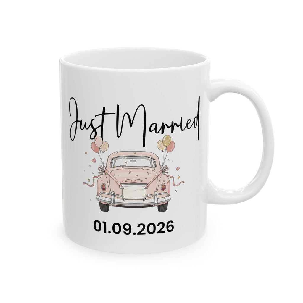 Personalised Just Married Mug – Custom Date Wedding Coffee Mug