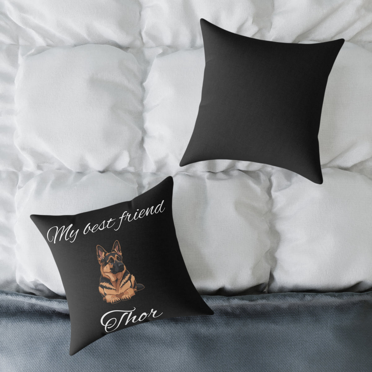 Personalized German Shepherd Pillow – Black Custom Name Dog Cushion
