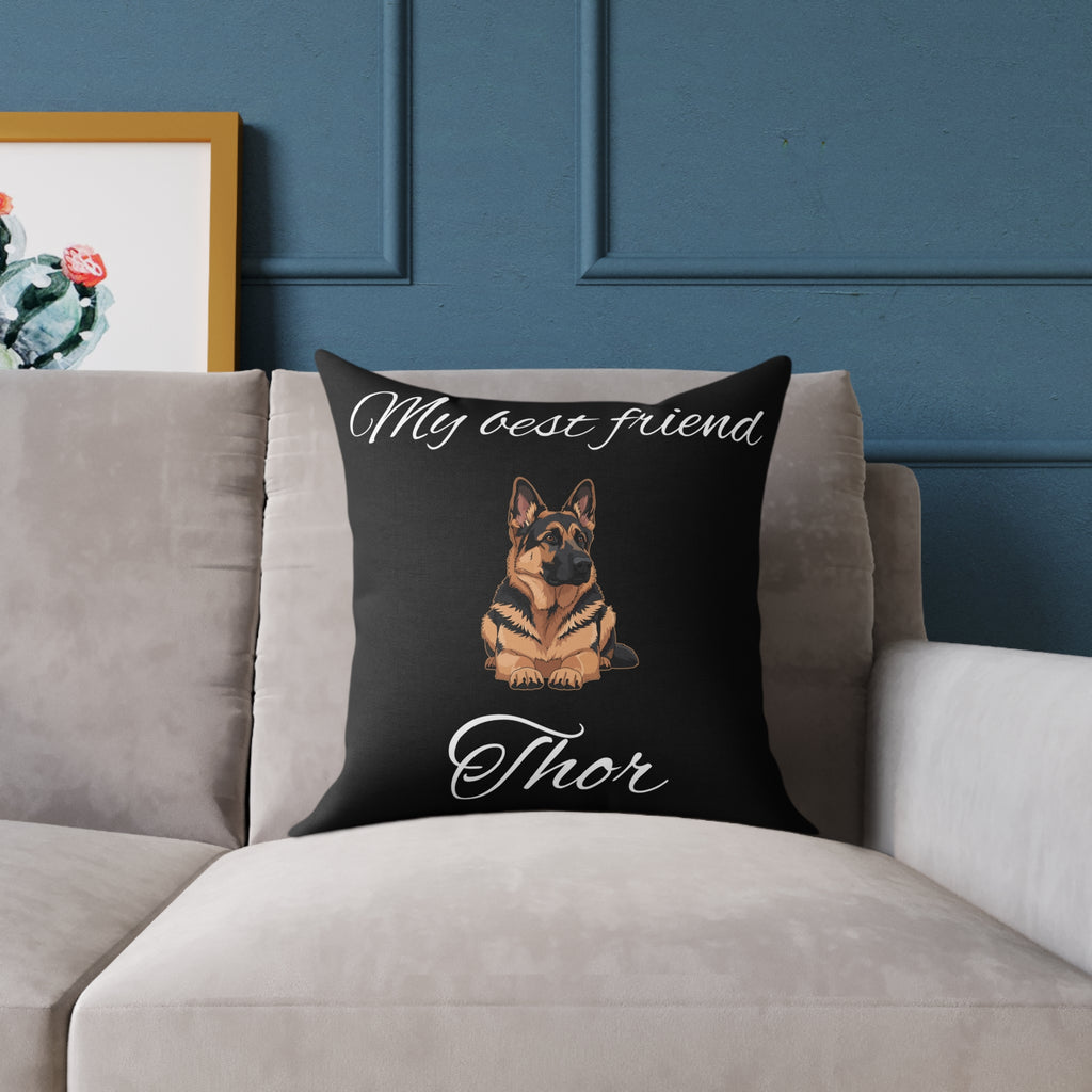 Personalized German Shepherd Pillow – Black Custom Name Dog Cushion