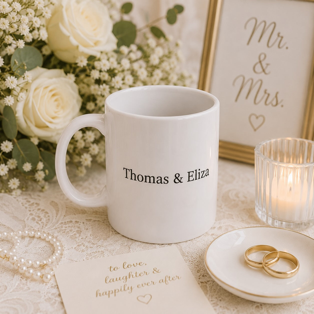 Personalised Just Married Mug – Custom Date Wedding Coffee Mug