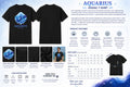 Aquarius zodiac t-shirt back view, plain solid color