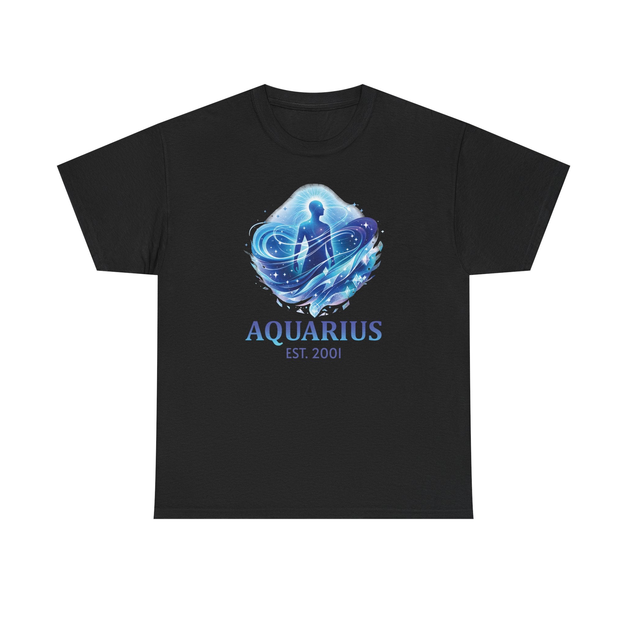 Personalized Aquarius zodiac t-shirt with custom EST. year - main front design