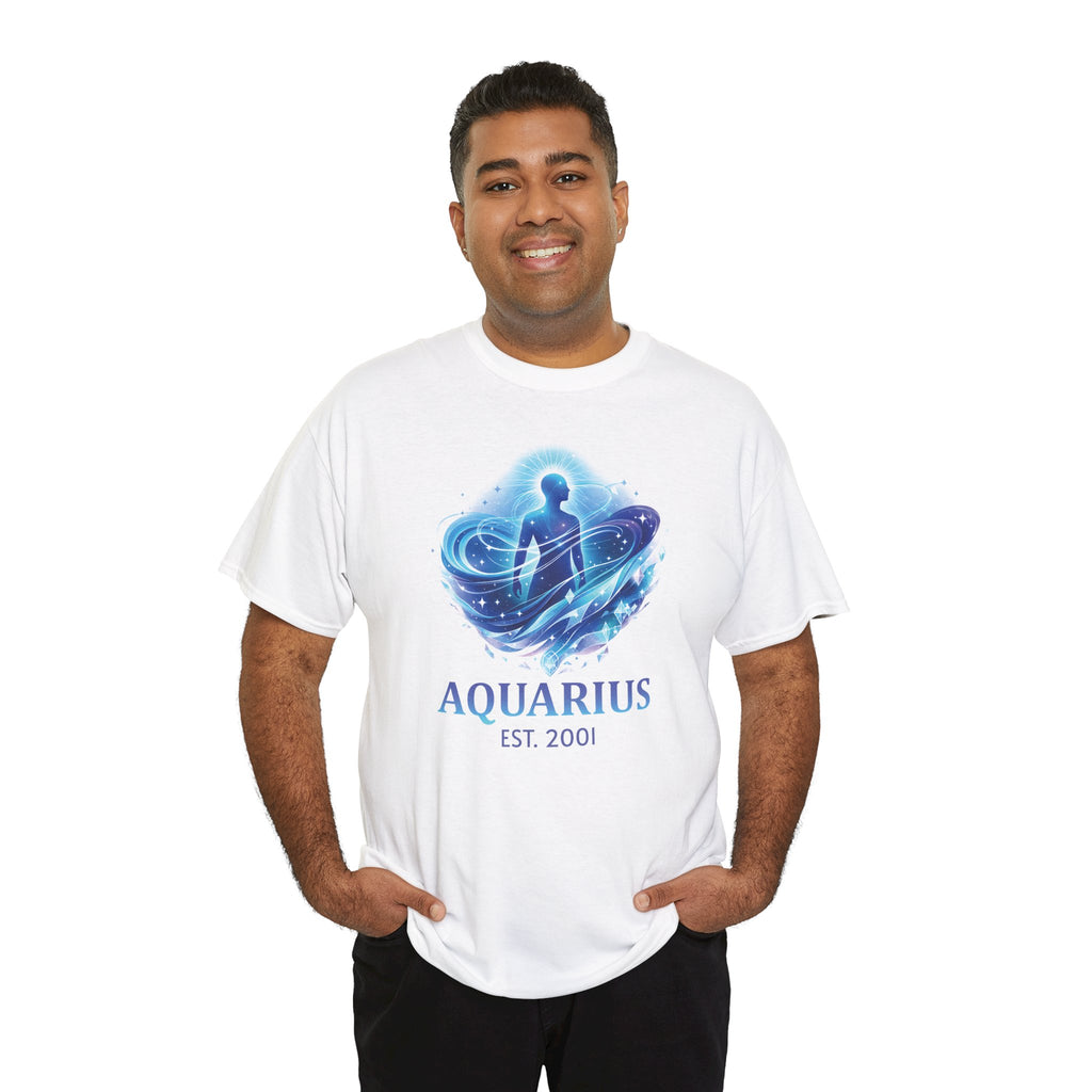 Size comparison of Aquarius zodiac t-shirt across available sizes