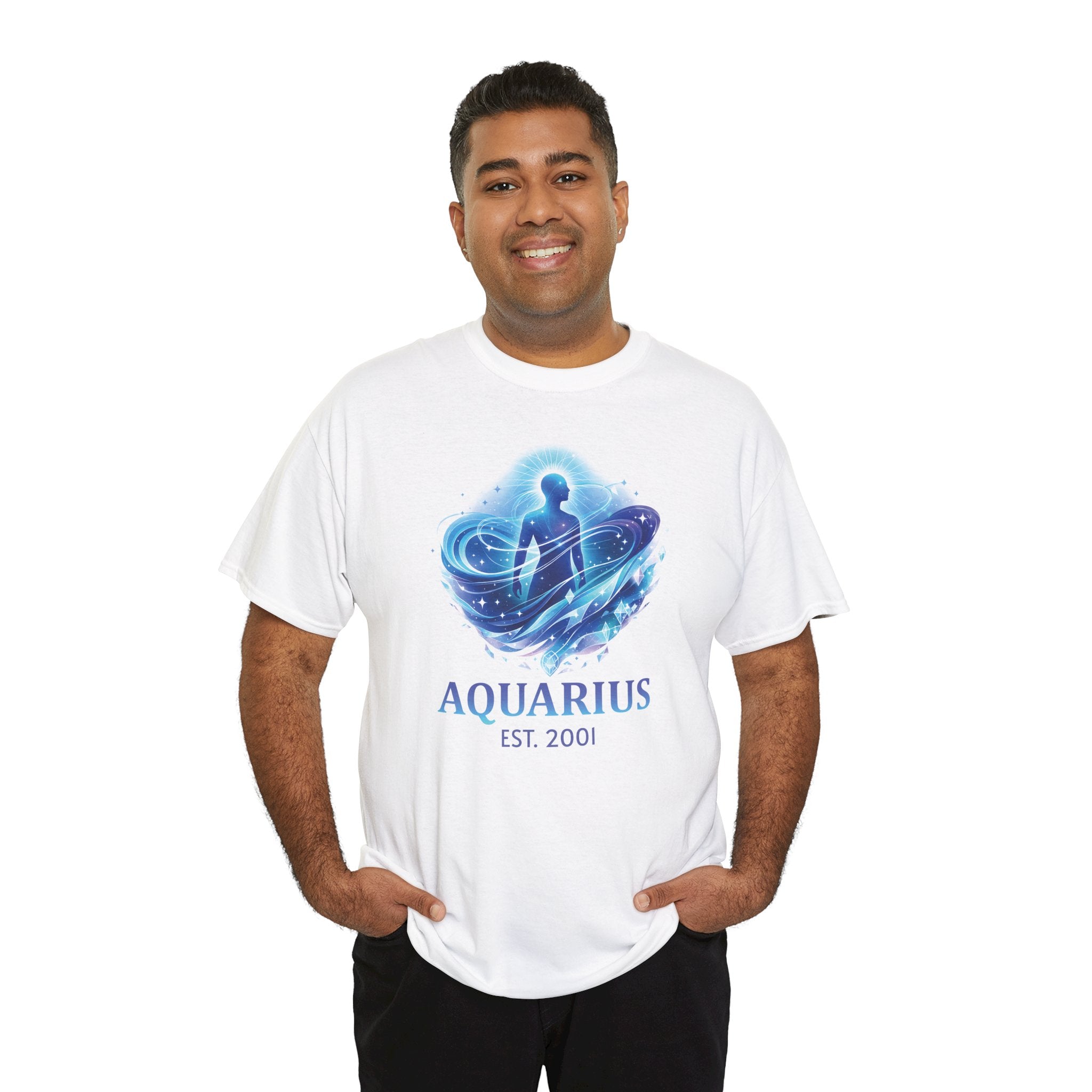 Size comparison of Aquarius zodiac t-shirt across available sizes