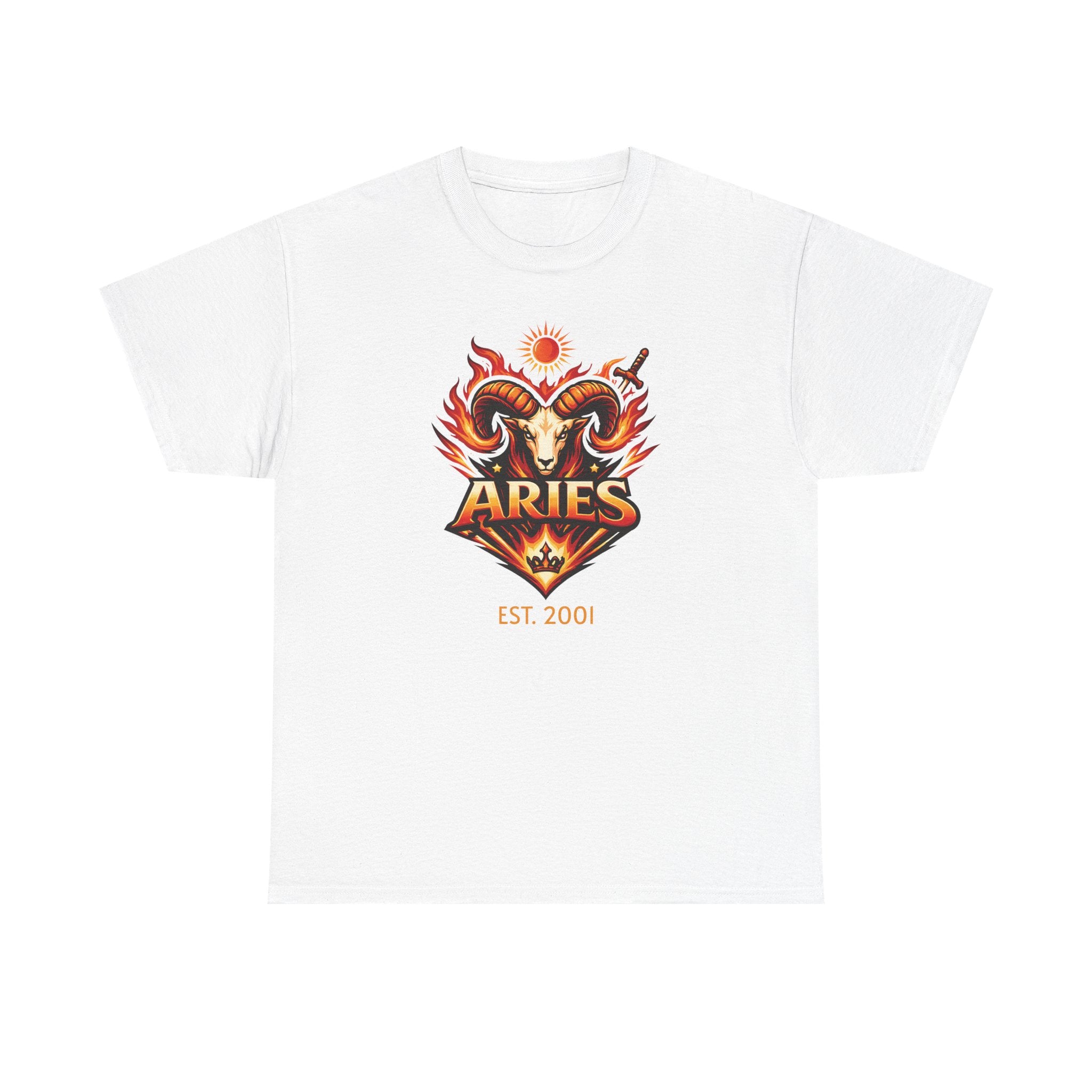 Aries zodiac t-shirt back view, plain solid color