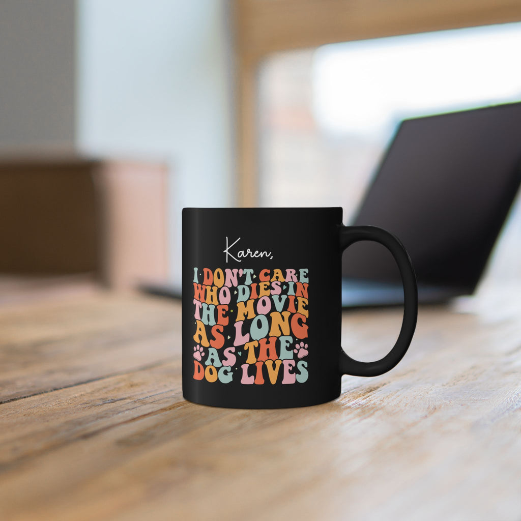 As Long As the Dog Lives retro design detail black mug