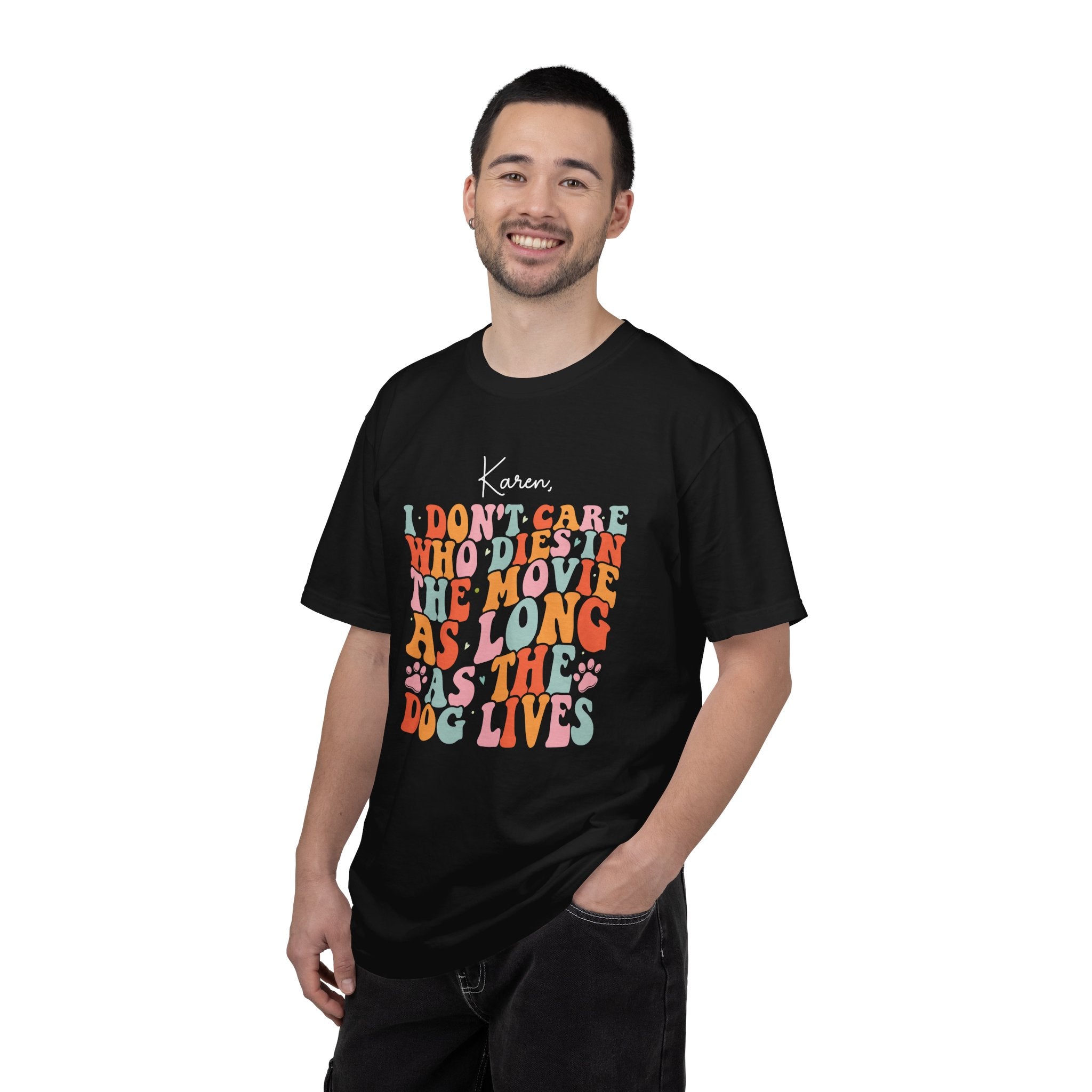 As Long As The Dog Lives custom name tee - size chart