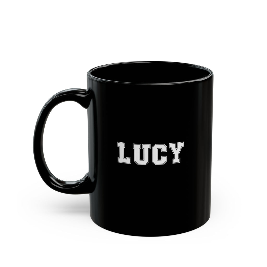 Aussie Mom black mug - custom name and year side view