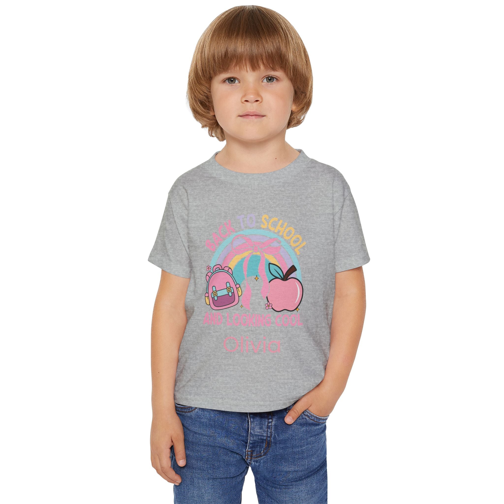 Back to School Looking Cool toddler tee - sport grey back view