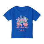Back to School Looking Cool toddler tee - royal blue colour with custom name
