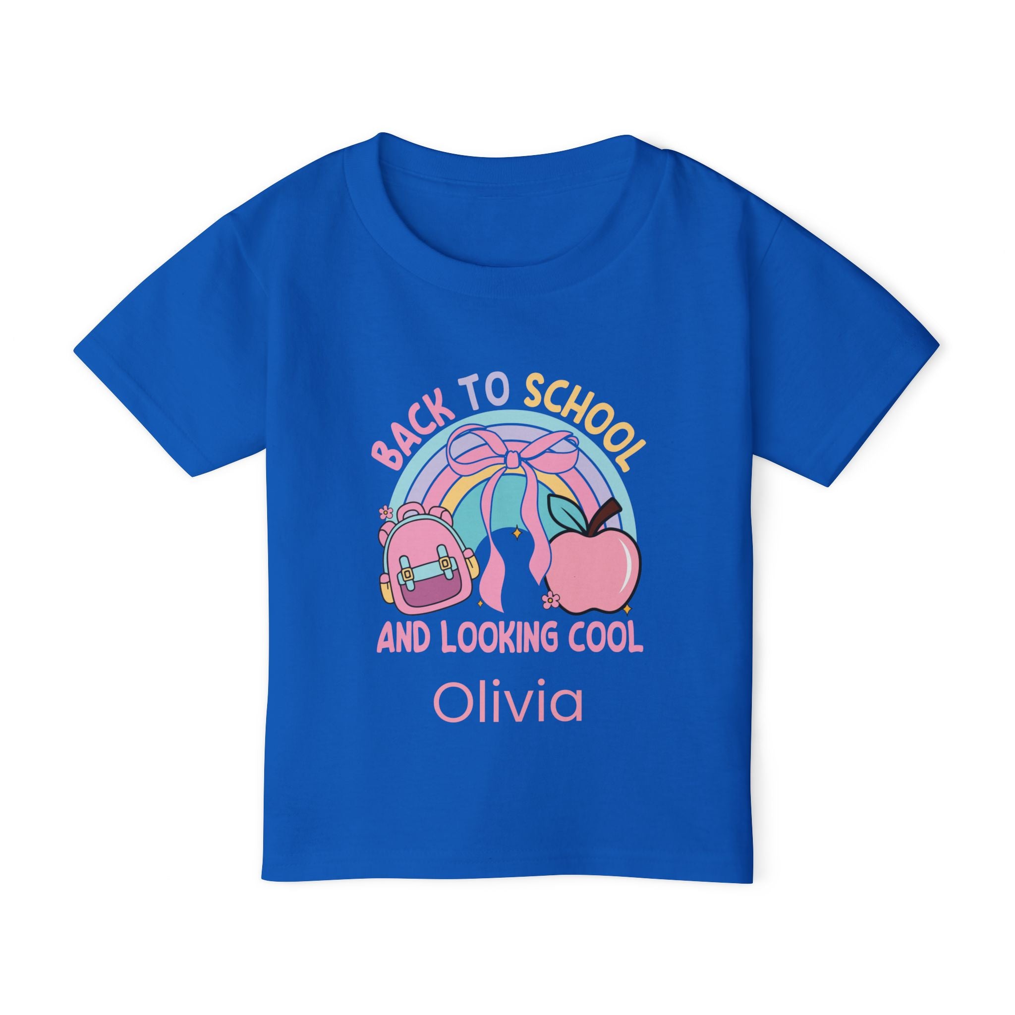 Back to School Looking Cool toddler tee - royal blue colour with custom name