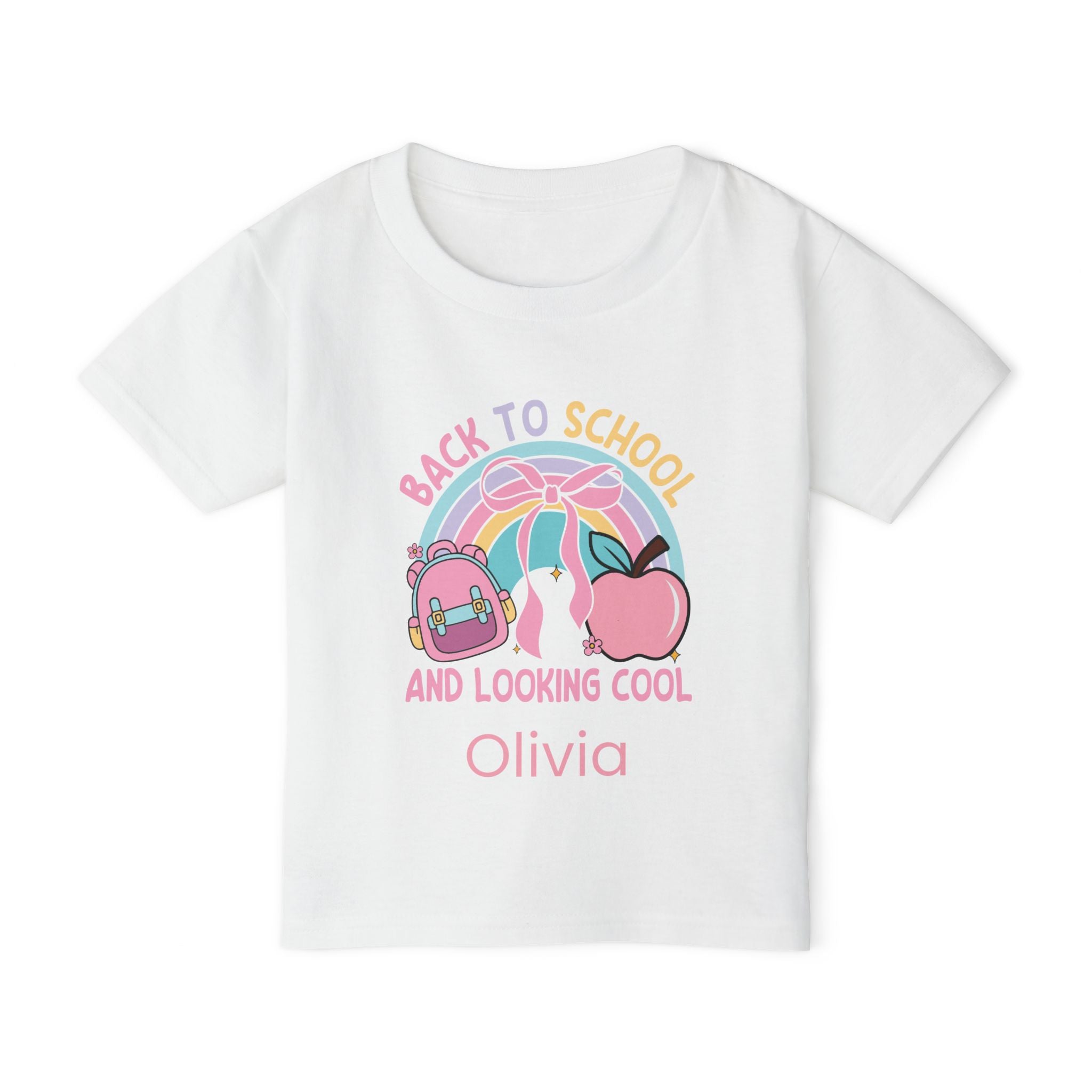 Back to School Looking Cool toddler tee - white colour with custom name