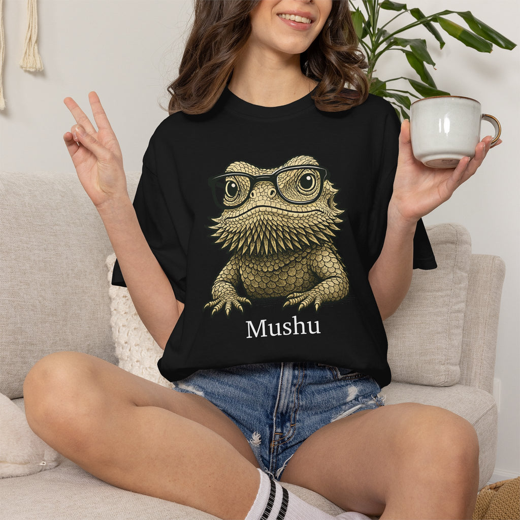 Personalised bearded dragon tee on model - lifestyle photo