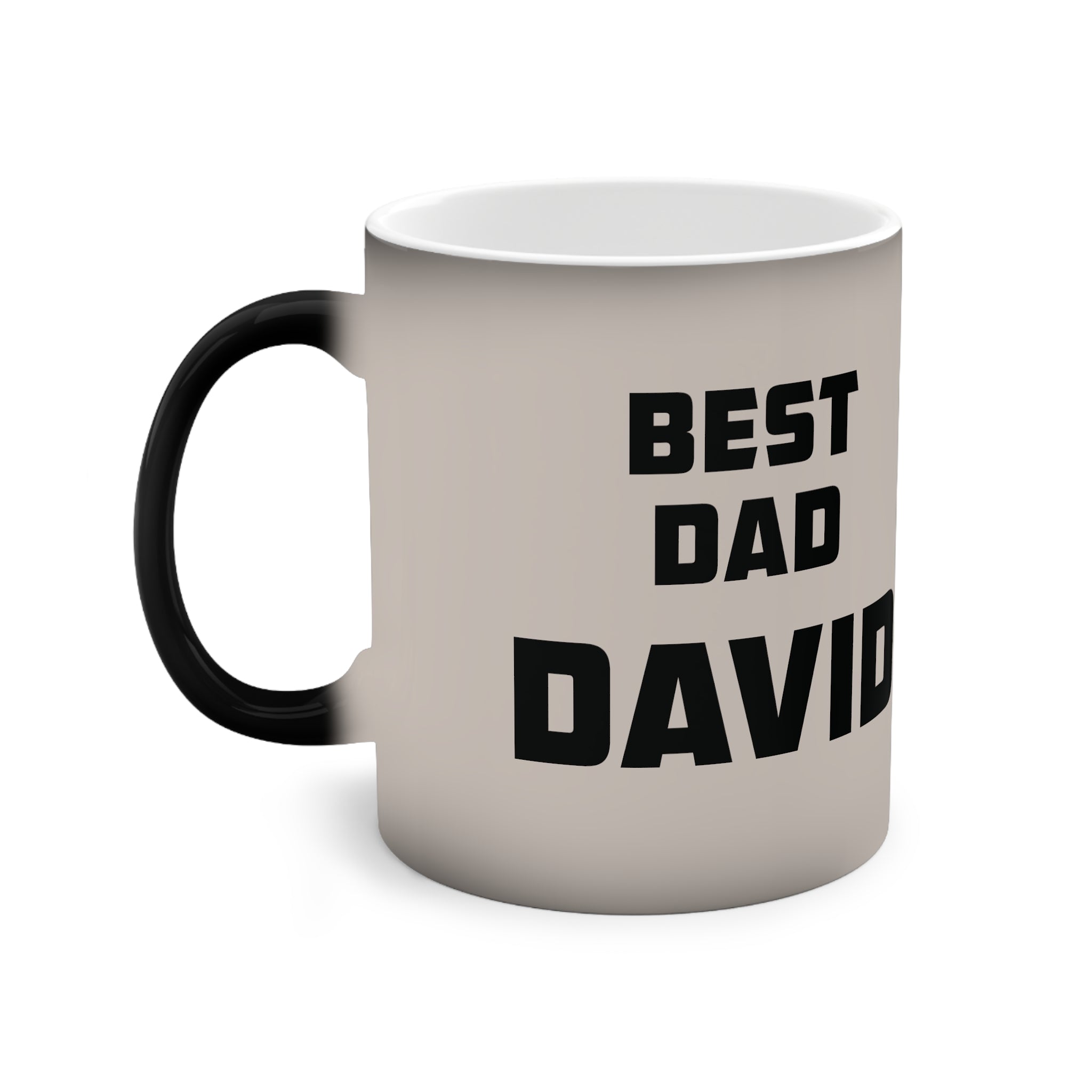 Best Dad magic mug matte black cold state - before heat reveals photo