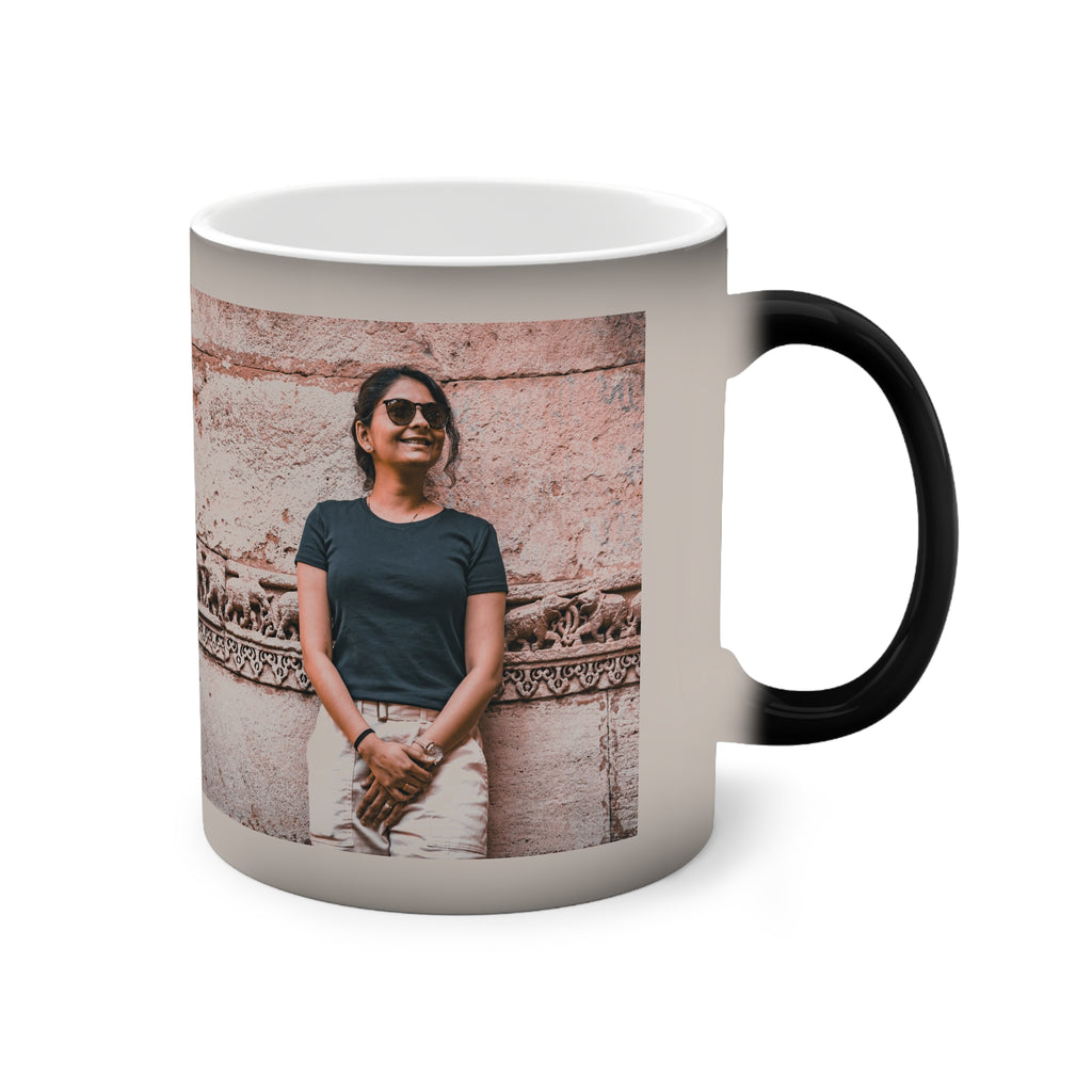 Personalised Best Mum colour-changing mug revealing custom photo when hot - front view