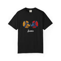 Personalised Betta fish T-shirt with custom name - two colourful fish illustration front view
