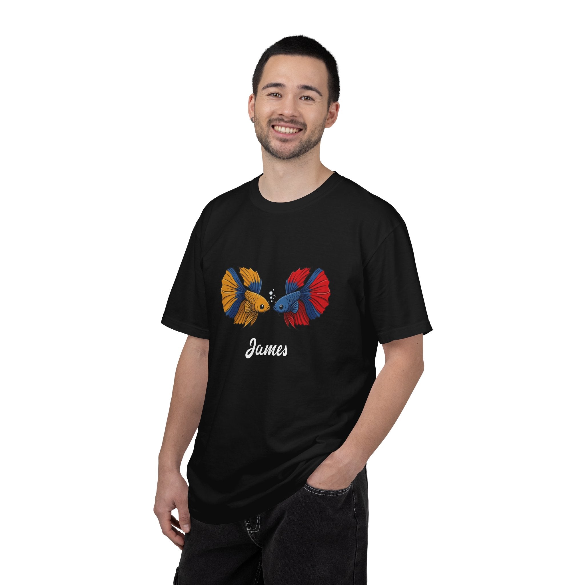 Betta fish custom name T-shirt size chart