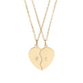 Break apart heart necklace set with engraved initials in gold, main view