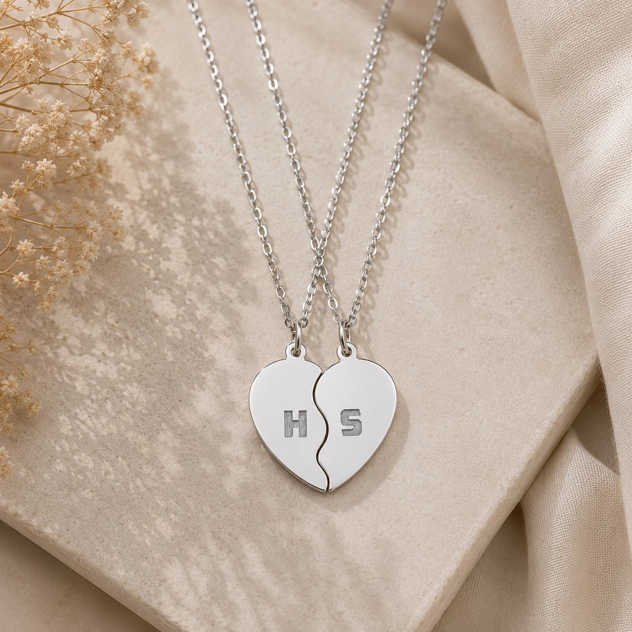 Break apart heart necklace set styled with decor
