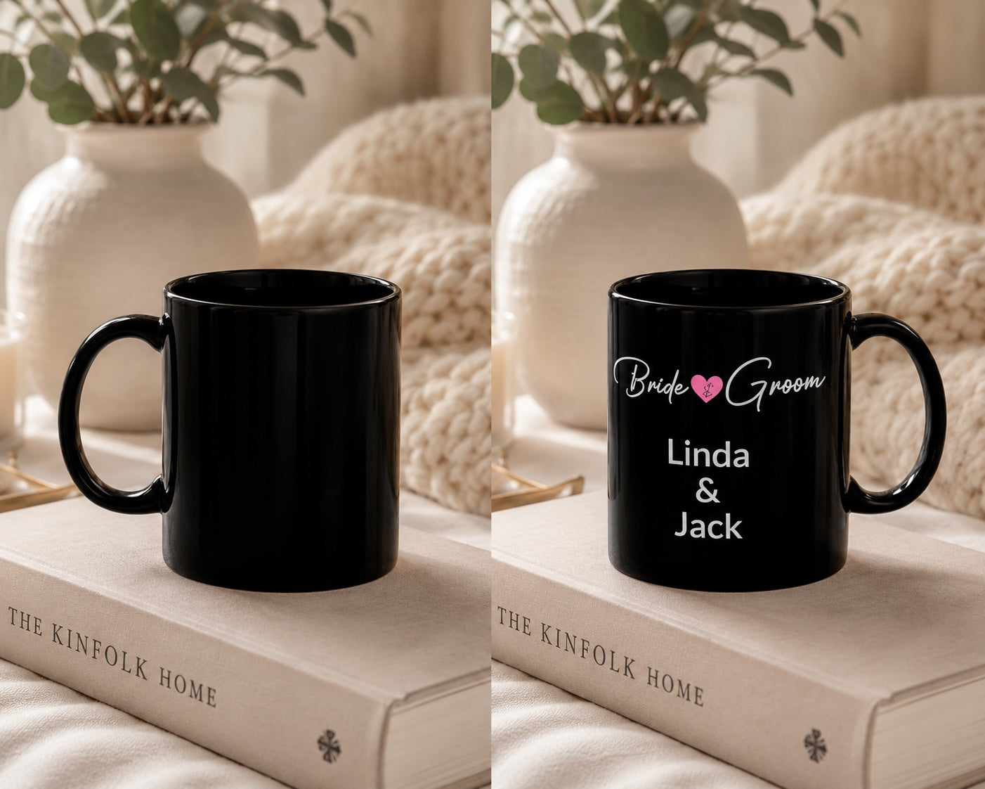 Bride and Groom mug held in hand – wedding keepsake gift