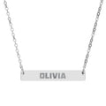 Personalised brushed bar necklace with bold font custom name, main view