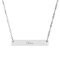 Personalised brushed bar necklace with custom engraved name, main view