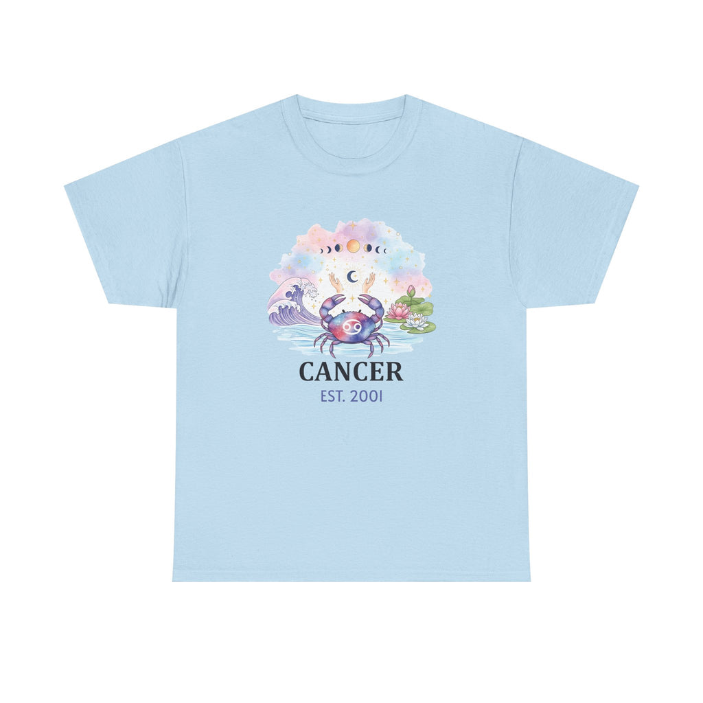 Cancer zodiac t-shirt back view, plain solid color