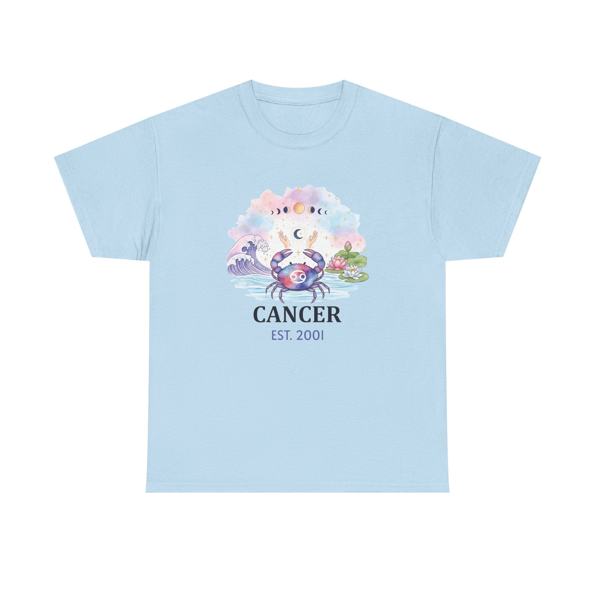 Cancer zodiac t-shirt back view, plain solid color