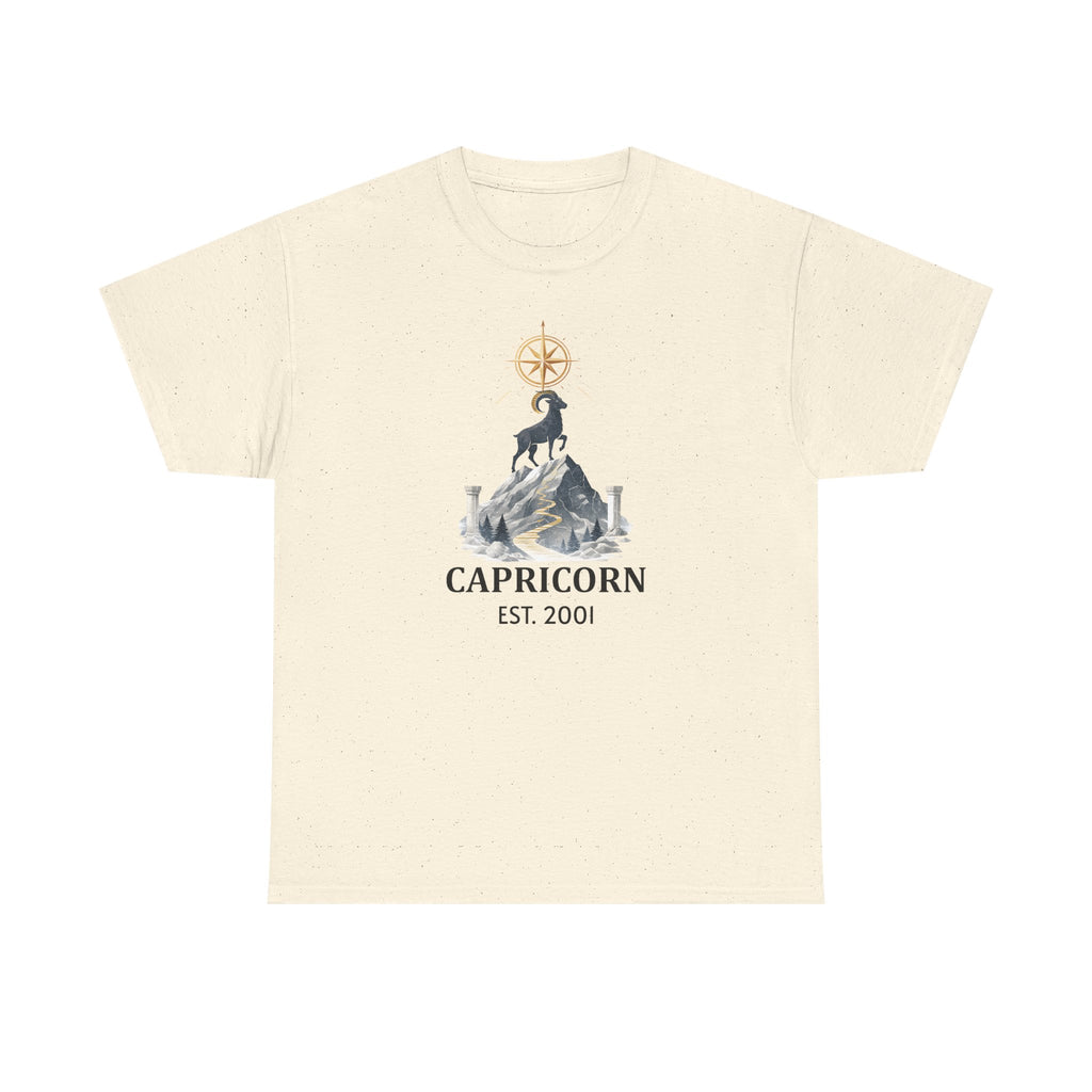 Capricorn zodiac t-shirt back view, plain solid color