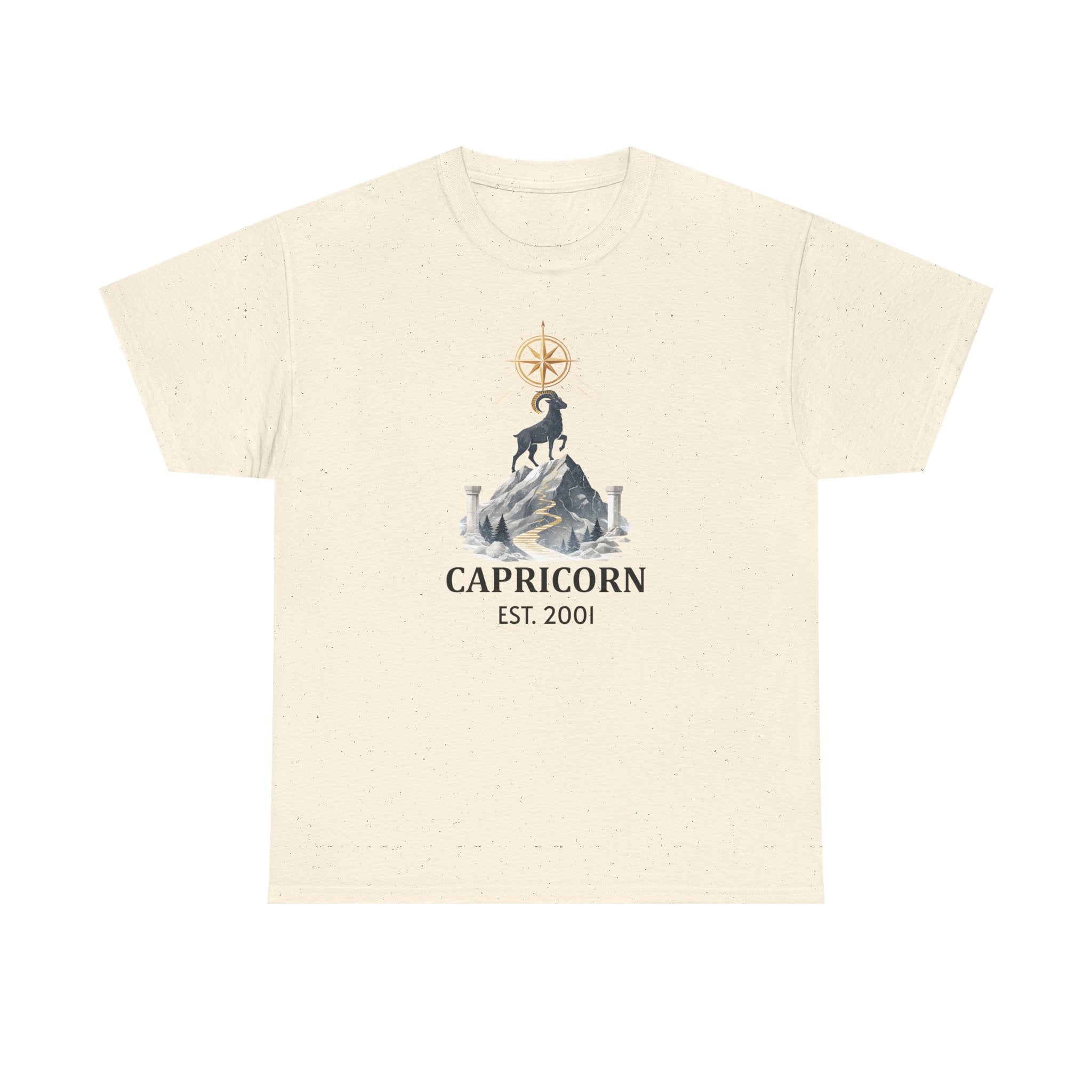 Capricorn zodiac t-shirt back view, plain solid color