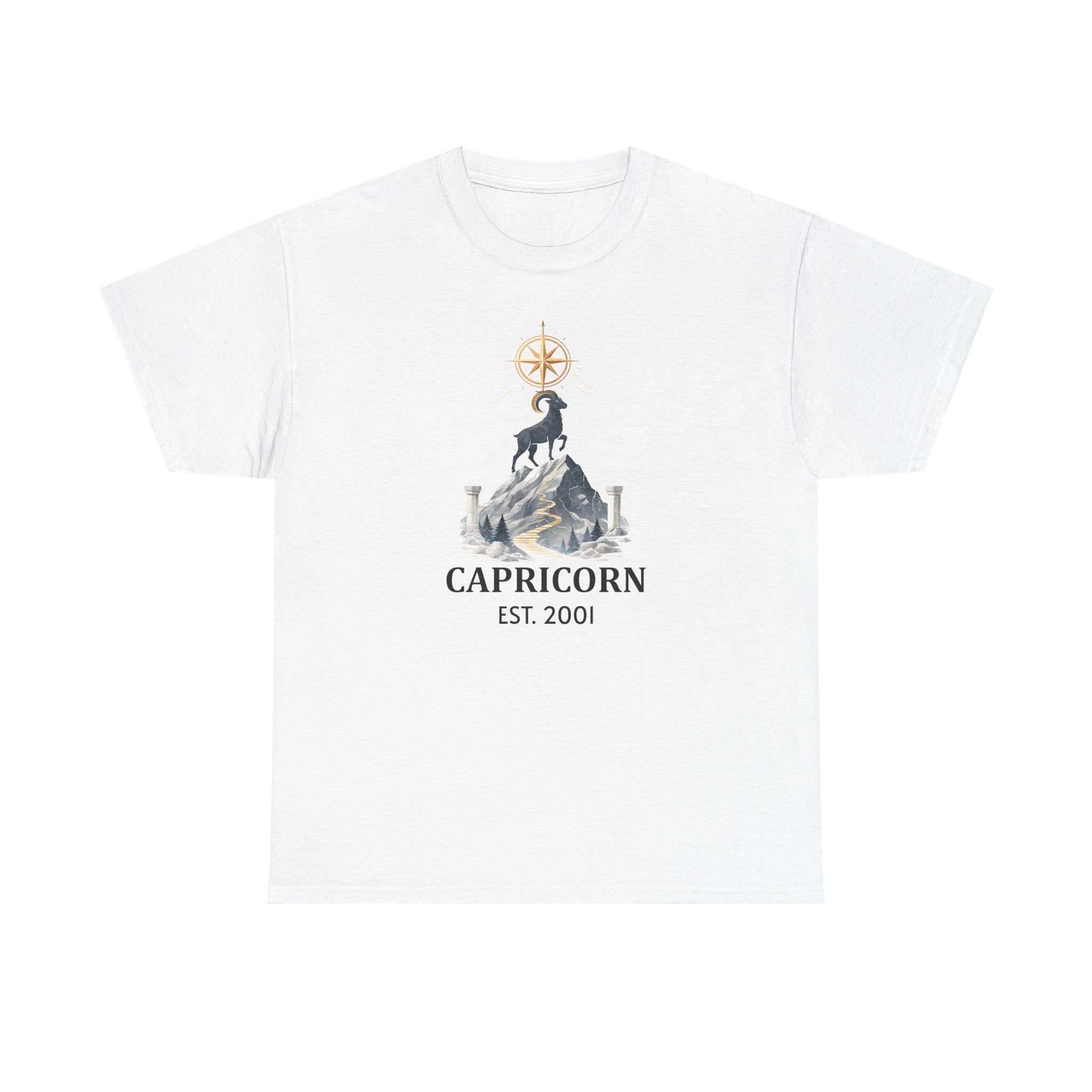 Personalized Capricorn zodiac t-shirt with custom EST. year - main front design