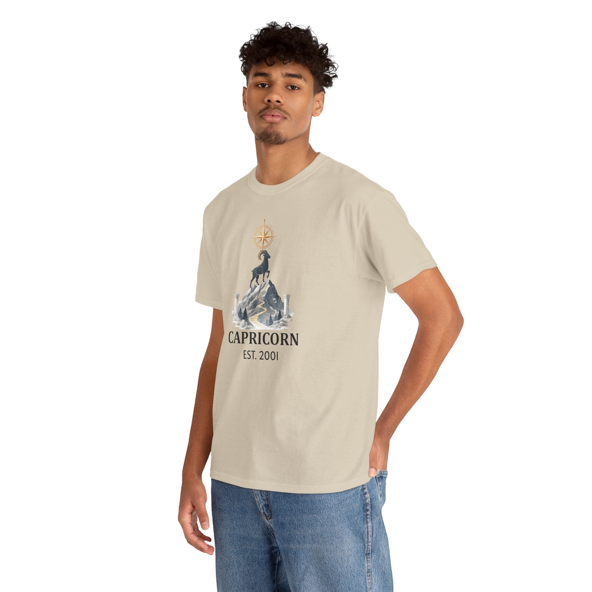 Size comparison of Capricorn zodiac t-shirt across available sizes