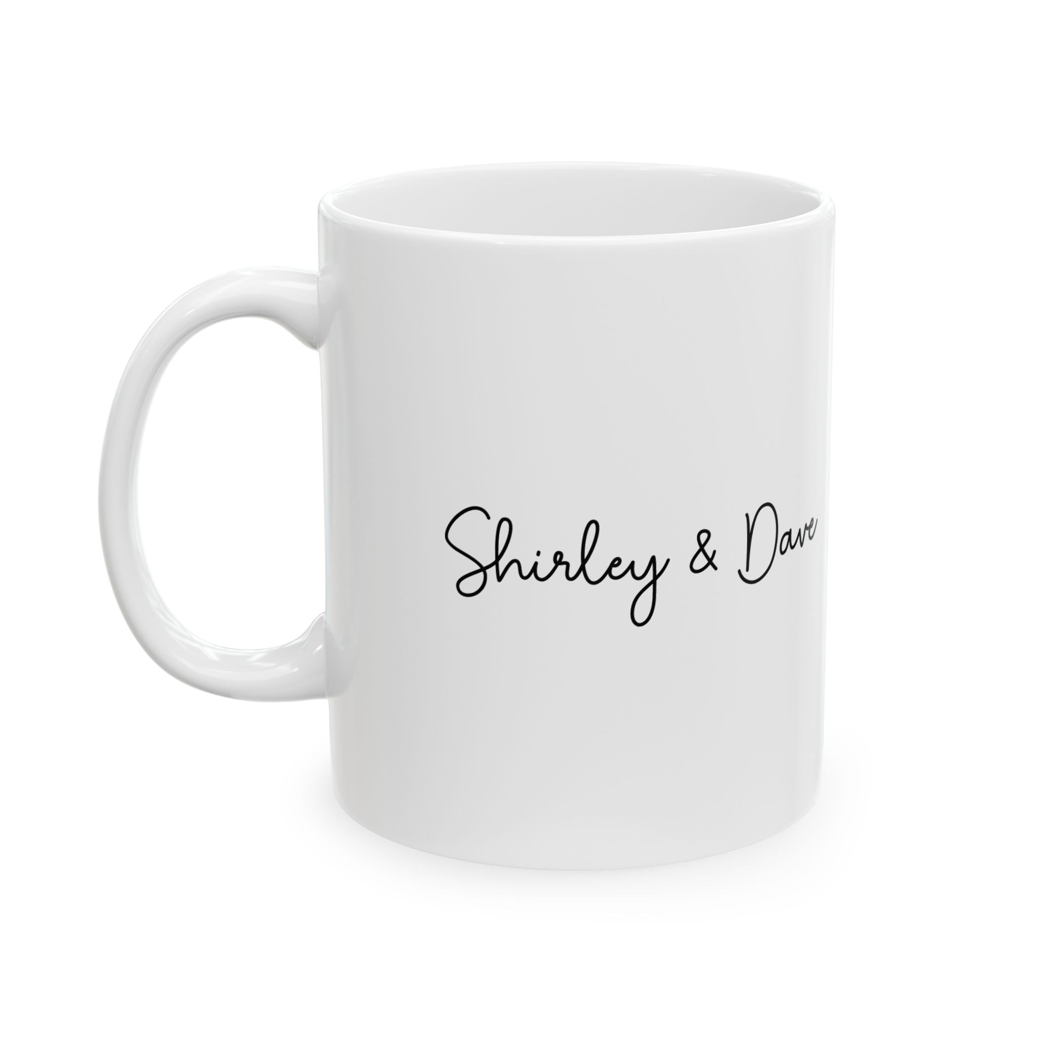Champagne Toast mug close-up of design and custom date