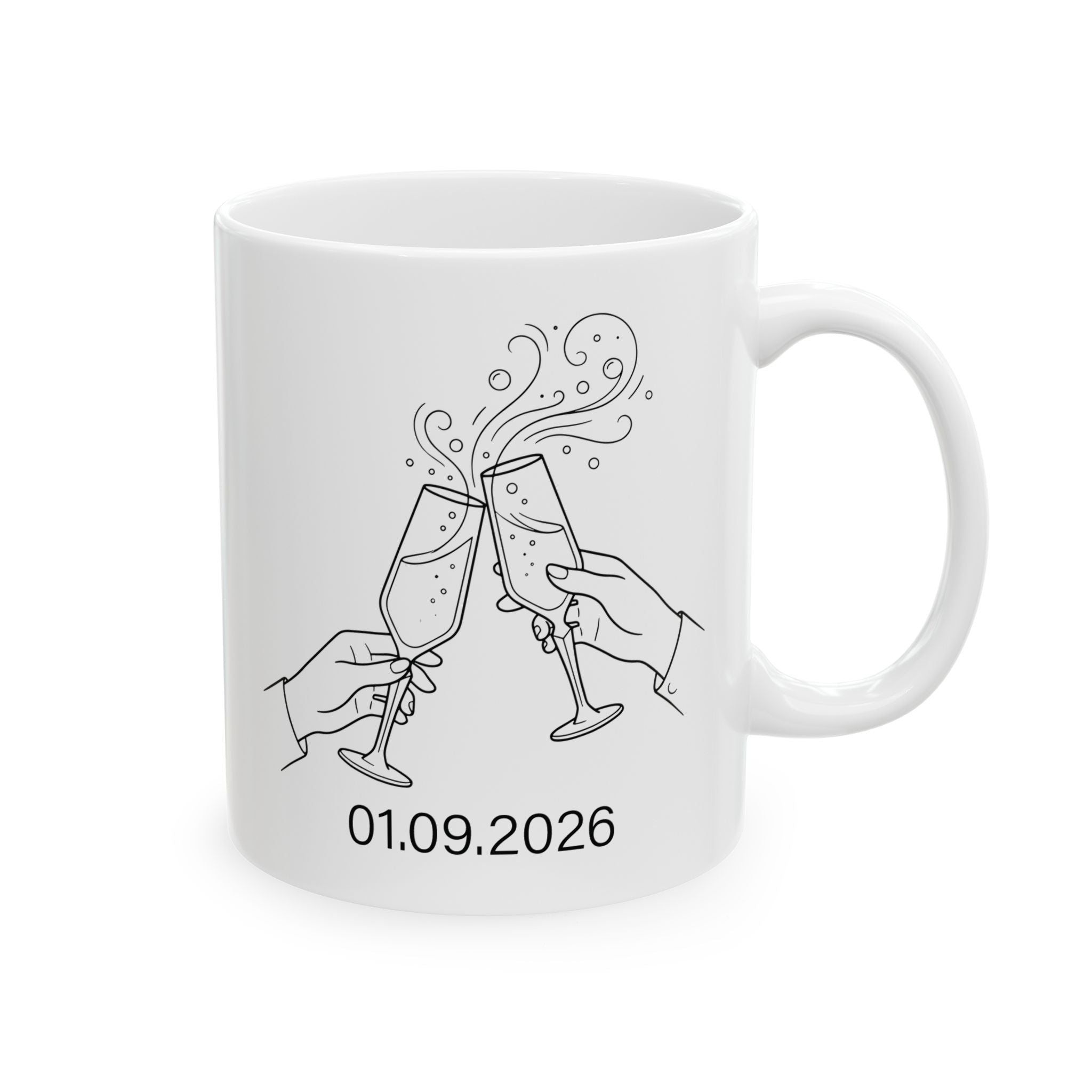 Personalised Champagne Toast mug with custom date, main view