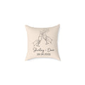 Cream personalised champagne toast pillow with couple names and date