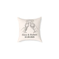 Cream personalised champagne toast pillow with custom names and date