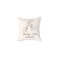 Ivory personalised champagne toast pillow with custom names and date