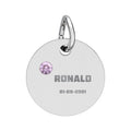 Personalised Circle Birthstone Charm, Bold Font, stainless steel with Alexandrite birthstone