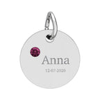 Personalised Circle Birthstone Charm, Serif Font, gold with colored birthstone (variant preview 1 of 13)