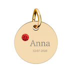 Personalised Circle Birthstone Charm, Serif Font, gold with colored birthstone (variant preview 10 of 13)