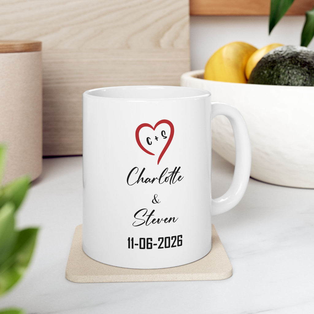 Couple mug side view showing handle