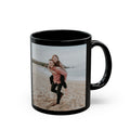 Custom couple photo black ceramic mug - front view