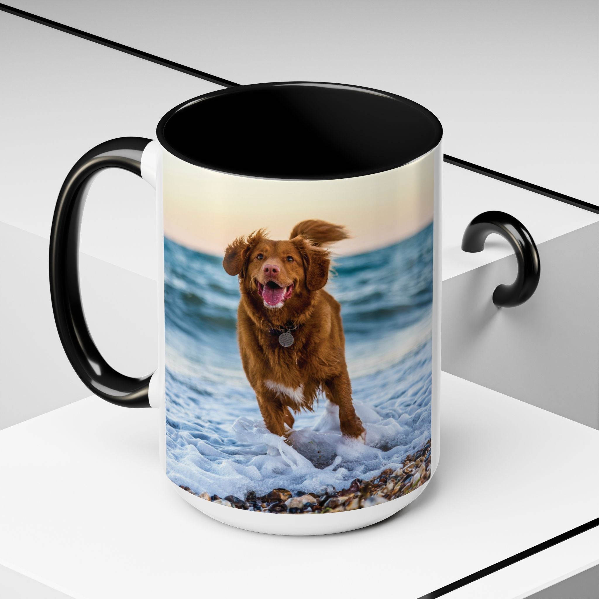 Custom pet photo mug displayed on a desk – gift idea
